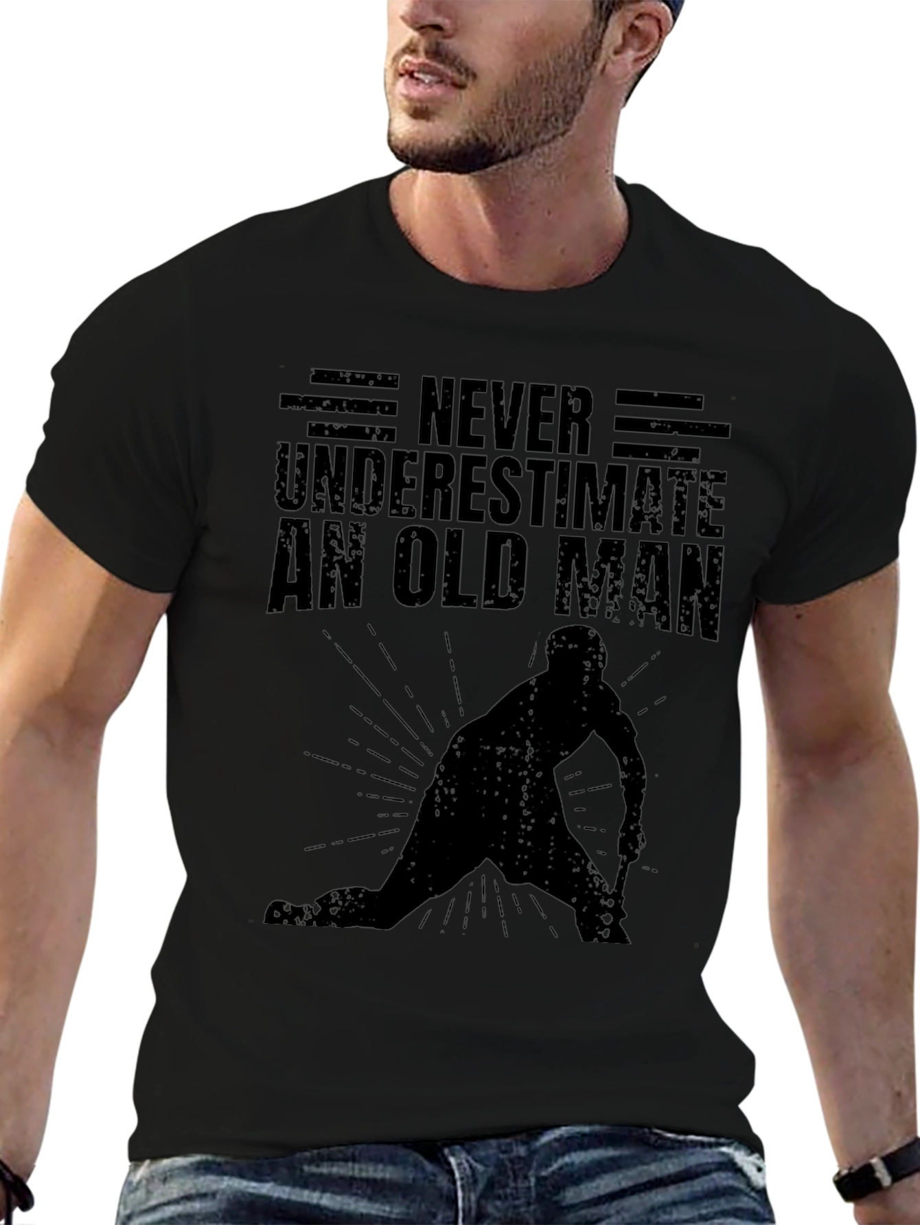 Never Underestimate An Old Man Hockey T-Shirt