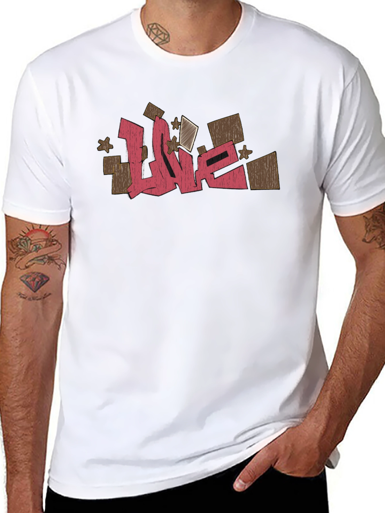 Graffiti-Style Love Graphic Black T-Shirt
