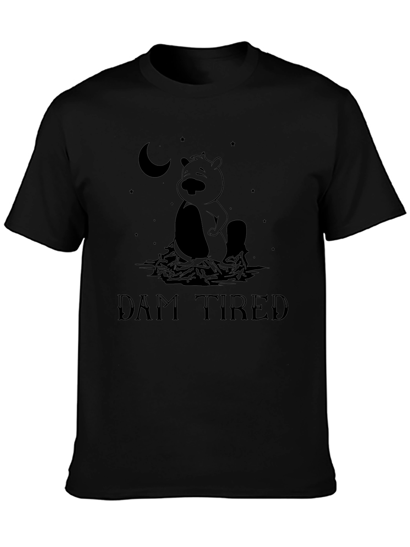 Dam Tired Beaver Graphic Tee - Funny Mens T-Shirt