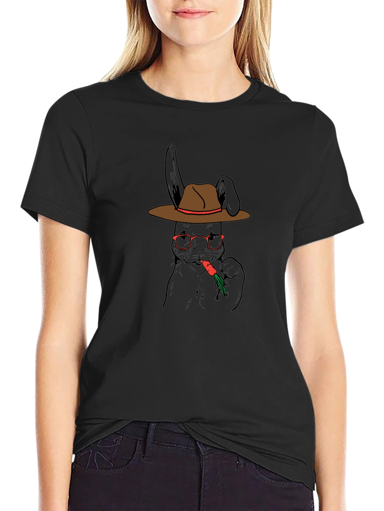 Cool Rabbit in Hat Graphic Tee