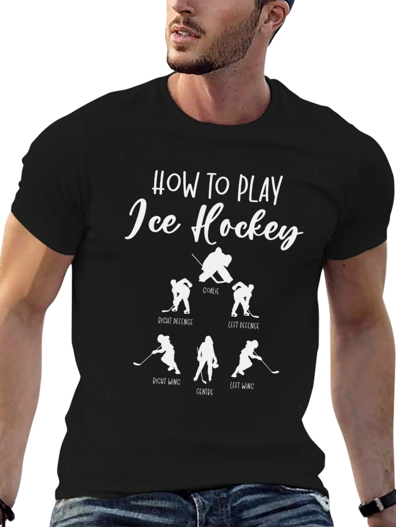 Ice Hockey Player Positions Black T-Shirt
