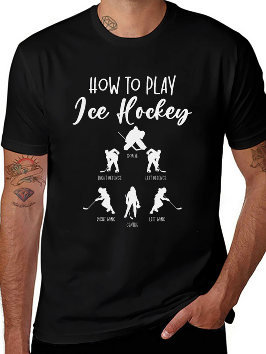 Ice Hockey Player Positions Black T-Shirt