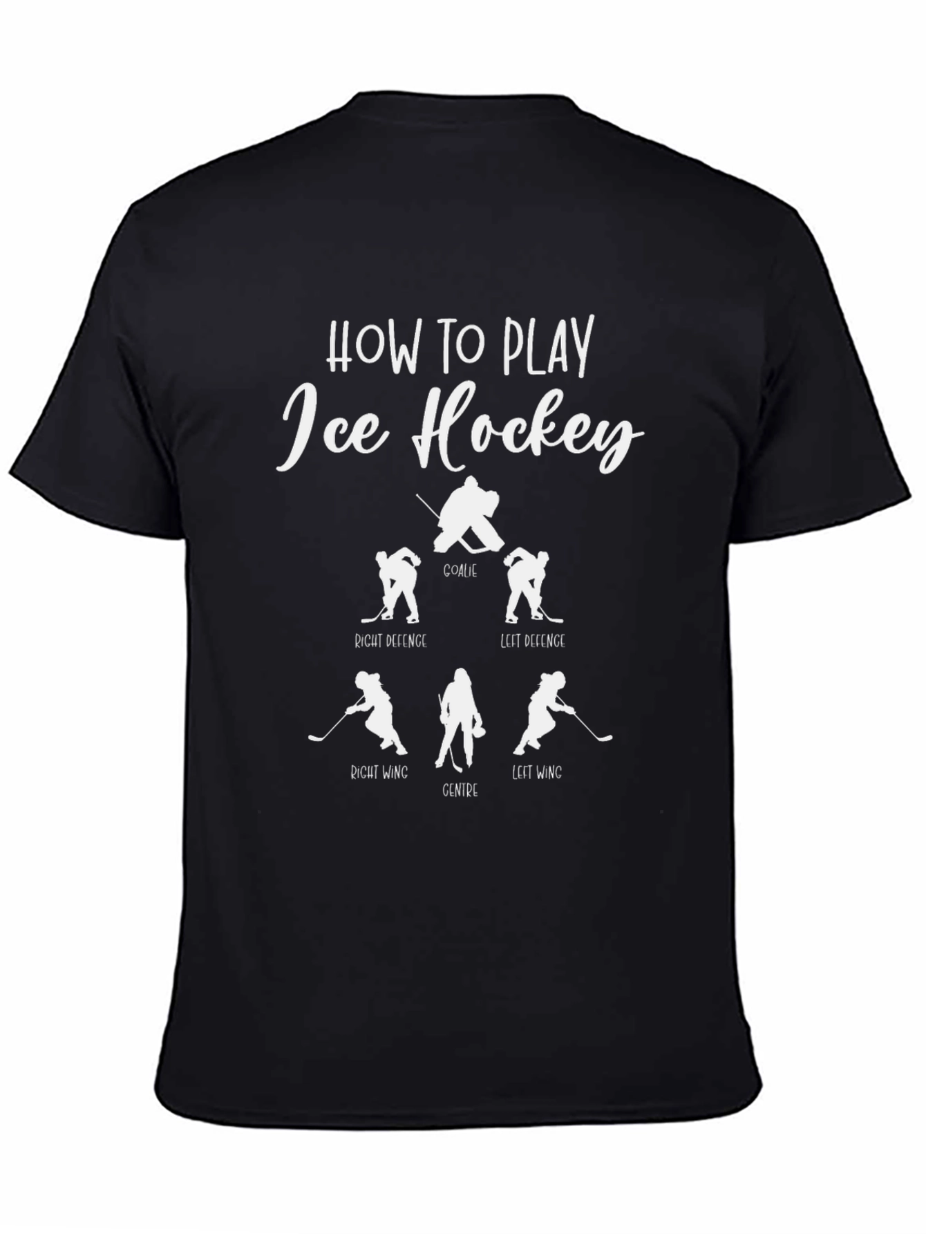 Ice Hockey Player Positions Black T-Shirt