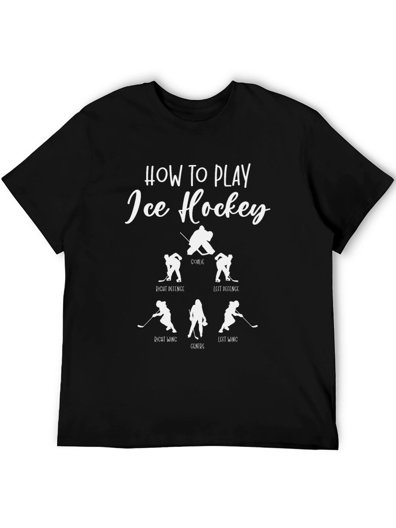 Ice Hockey Player Positions Black T-Shirt