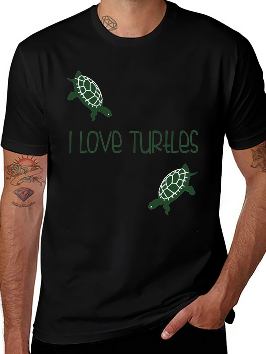 I Love Turtles Graphic Tee - Black