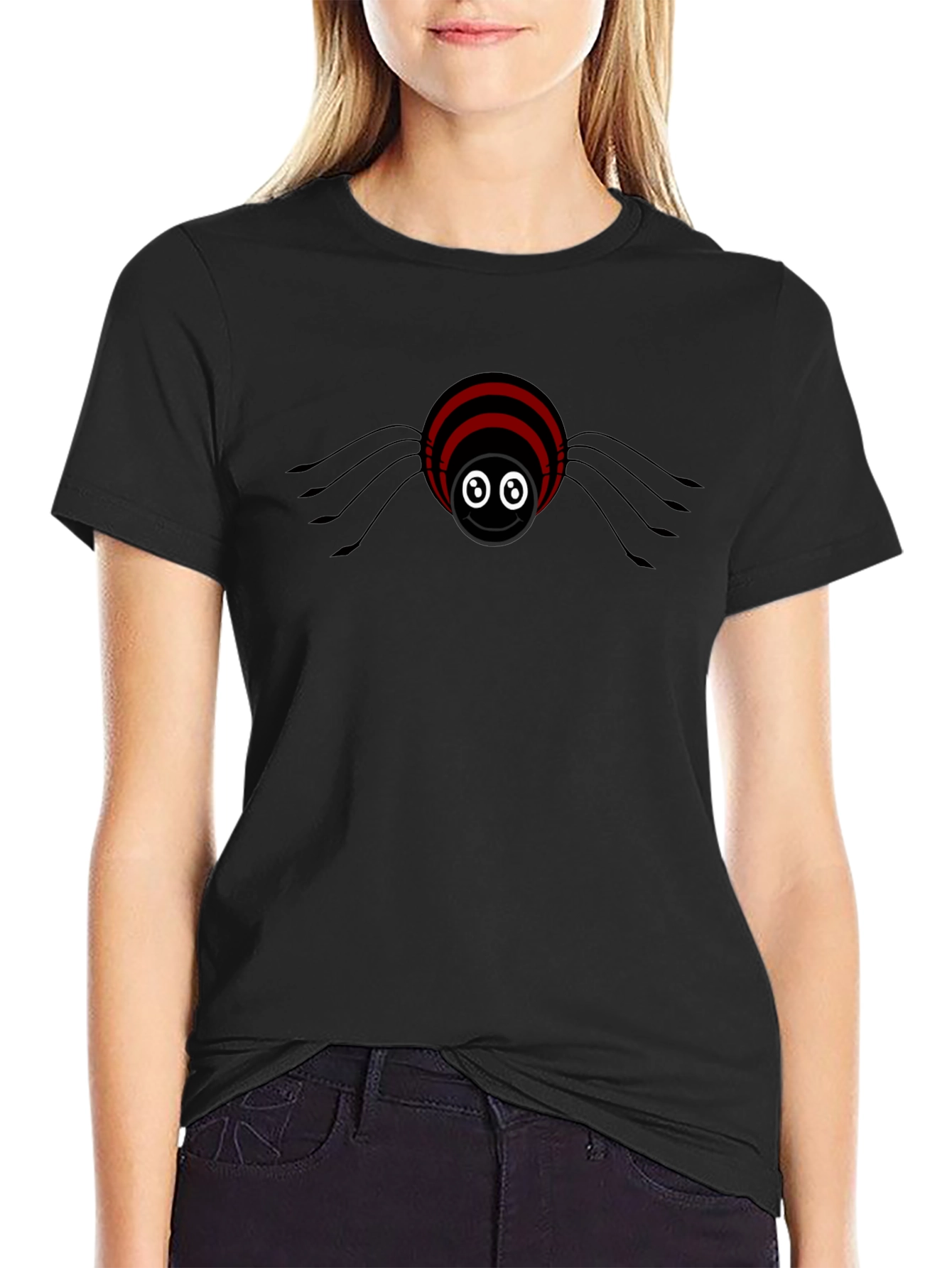 Cute Spider Graphic Black T-Shirt