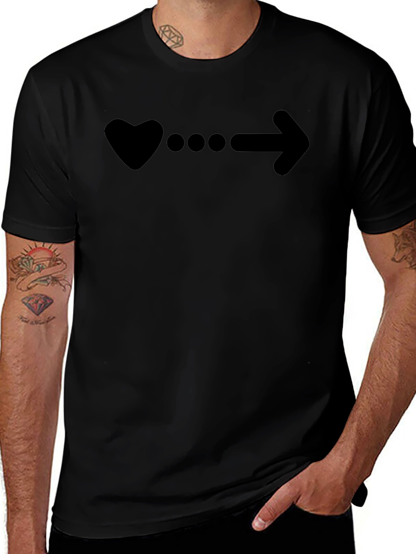 Heart to Arrow Graphic Black T-Shirt