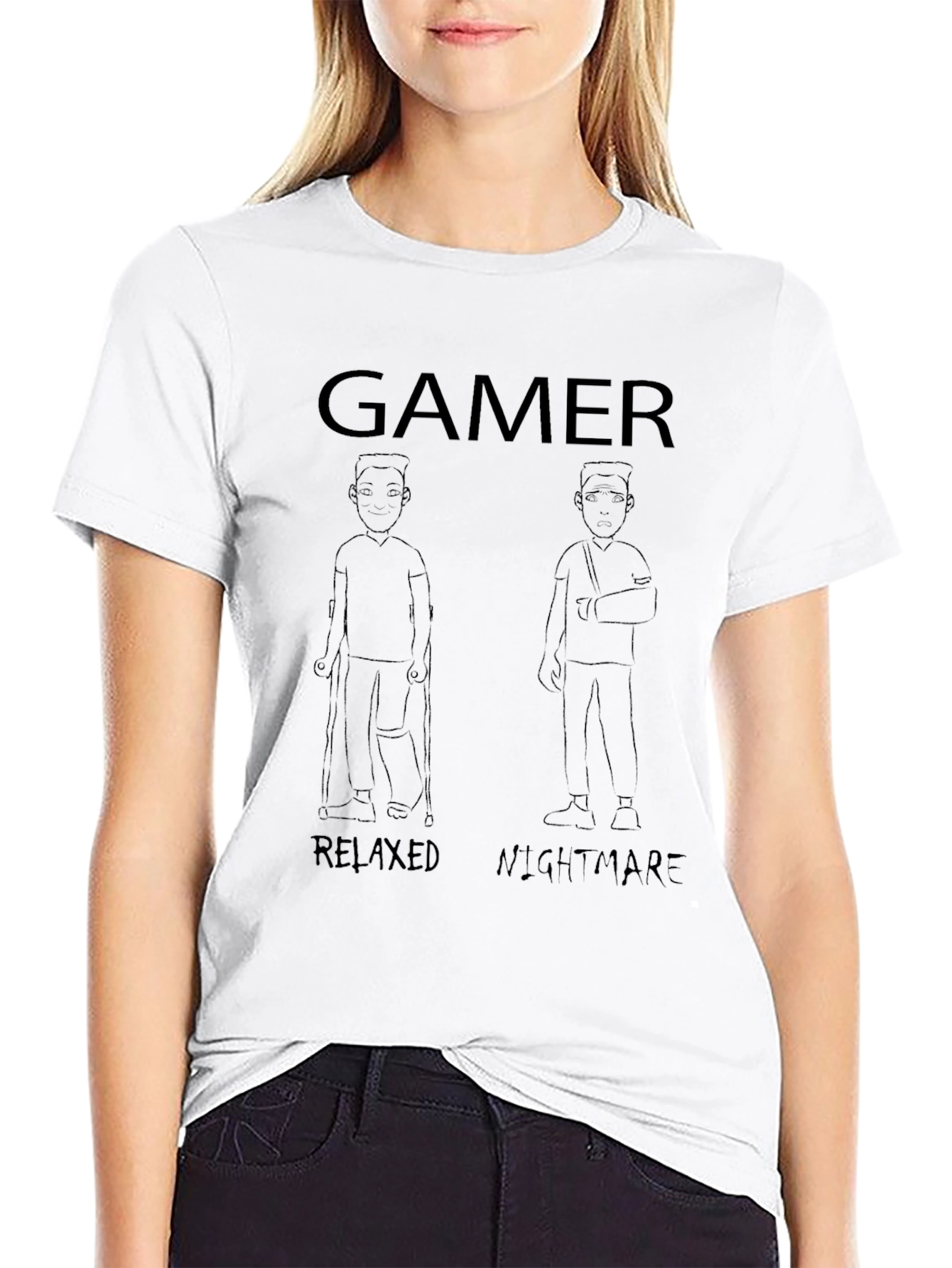 Gamer Relaxed Nightmare Black Graphic Tee