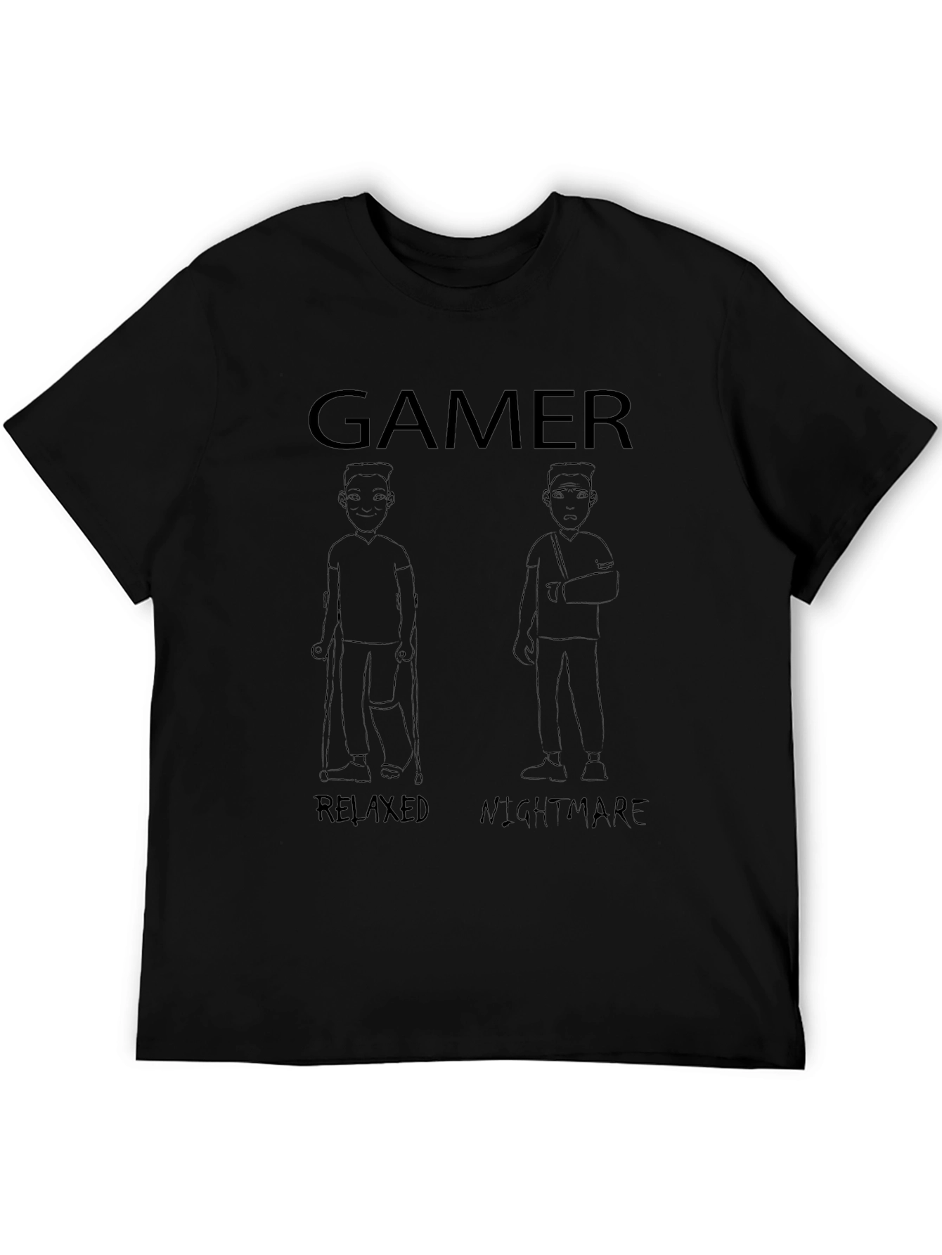 Gamer Relaxed Nightmare Black Graphic Tee