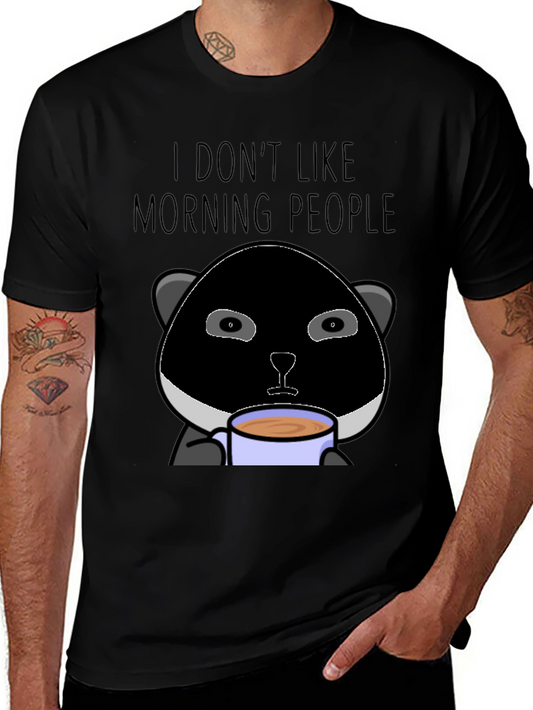 I Dont Like Morning People Panda Graphic T-Shirt