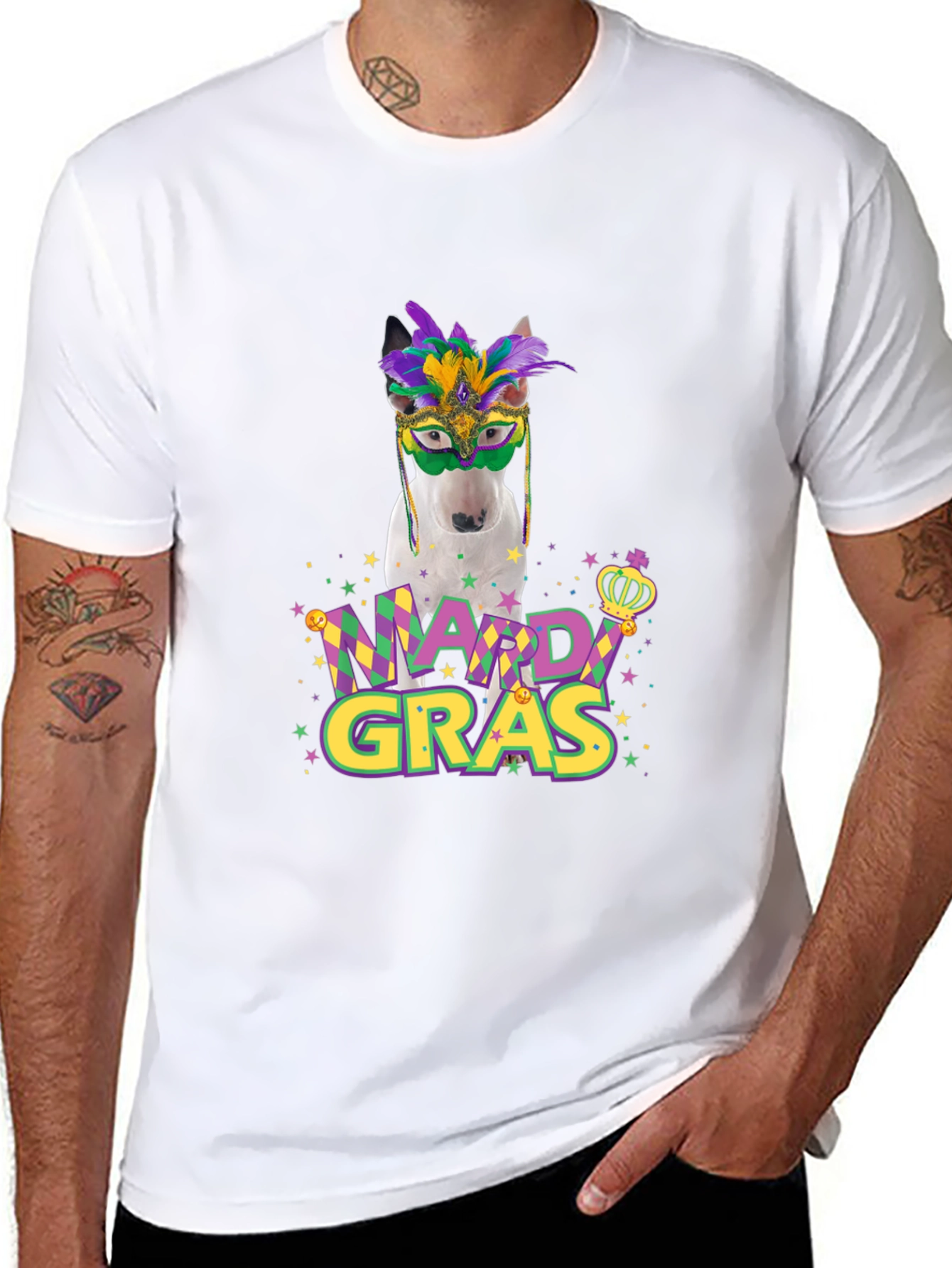 Mardi Gras Dog T-Shirt - Funny Party Tee