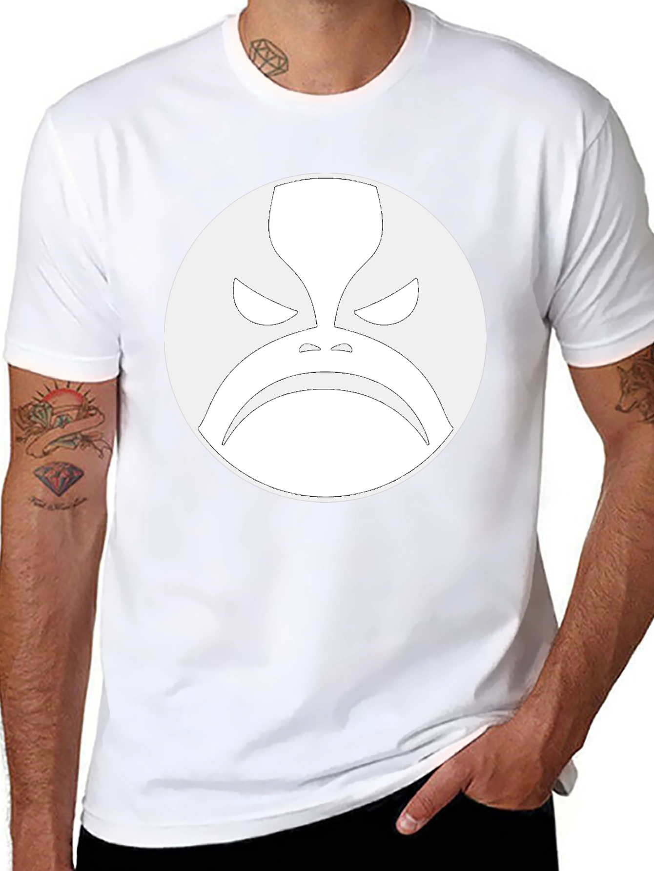 Grumpy Face Graphic Black Tee