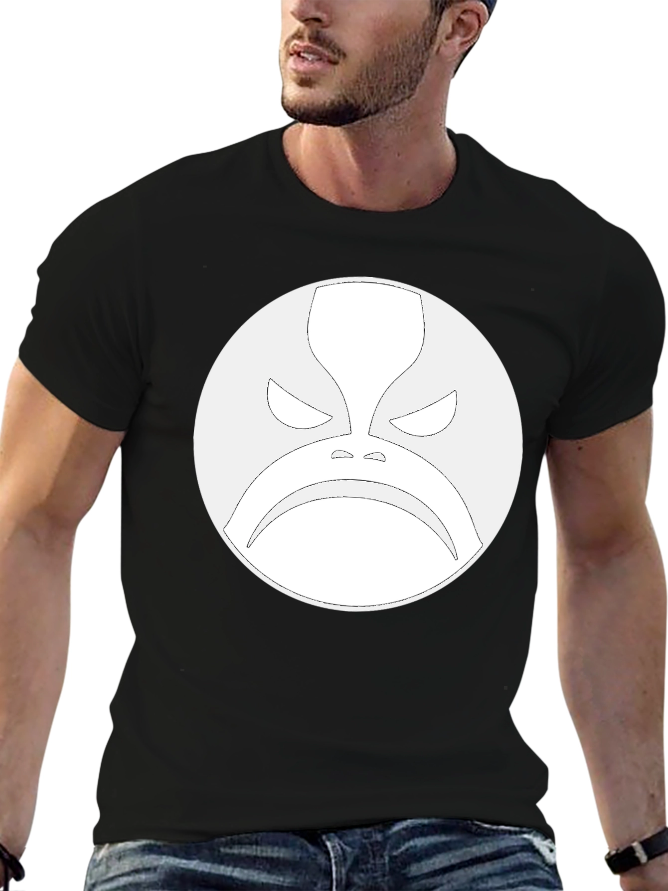 Grumpy Face Graphic Black Tee
