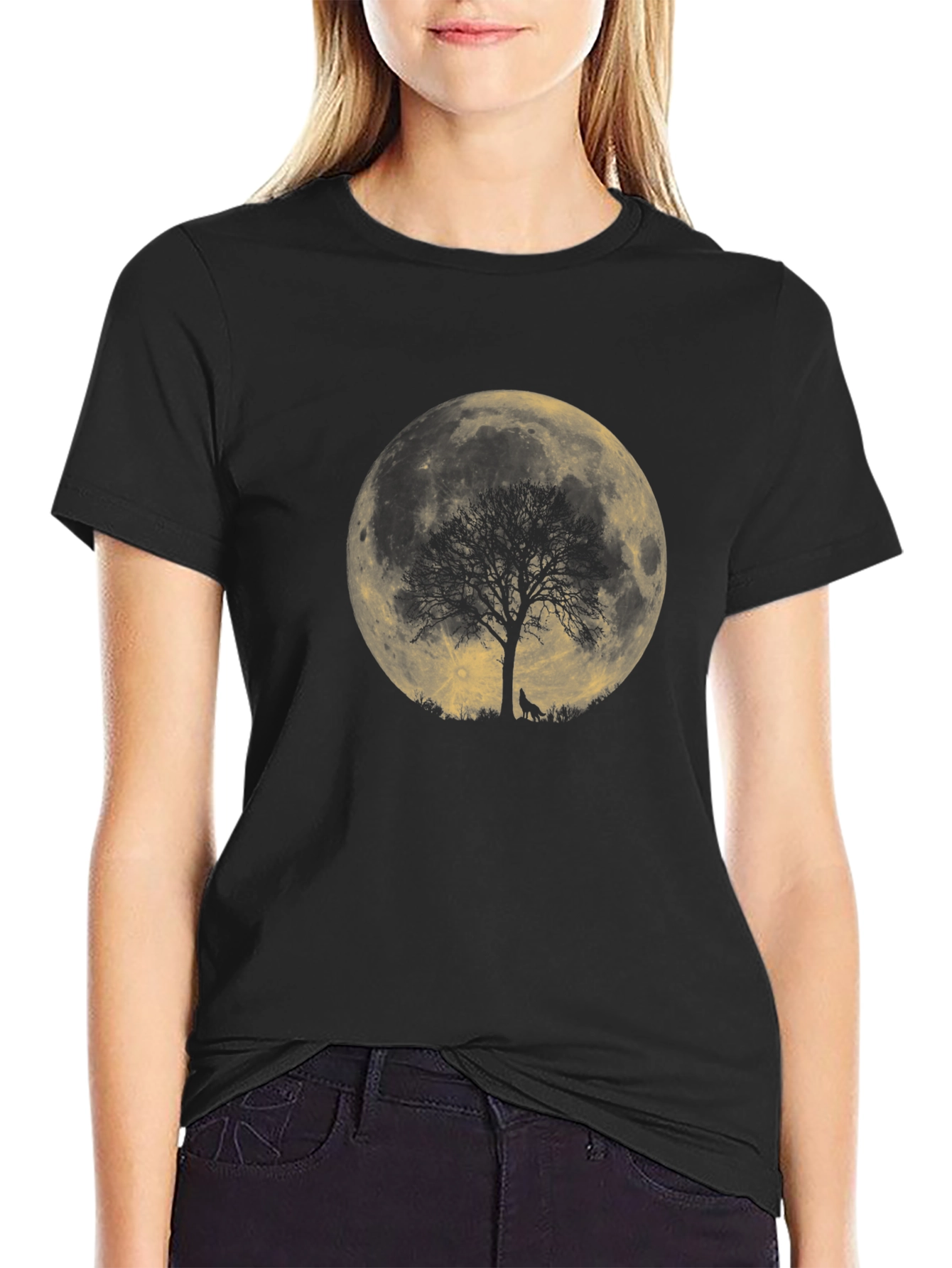 Wolf Moon Tree Graphic Tee - Black