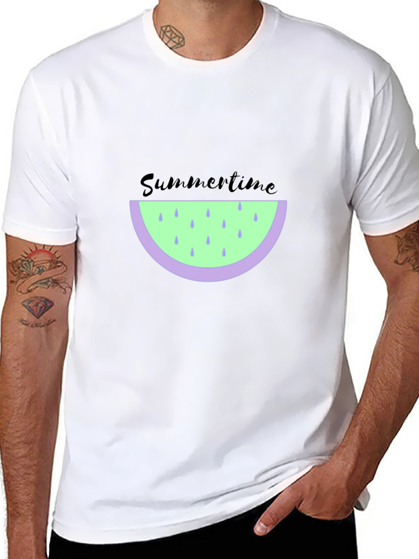 Summertime Watermelon Graphic Tee - Black