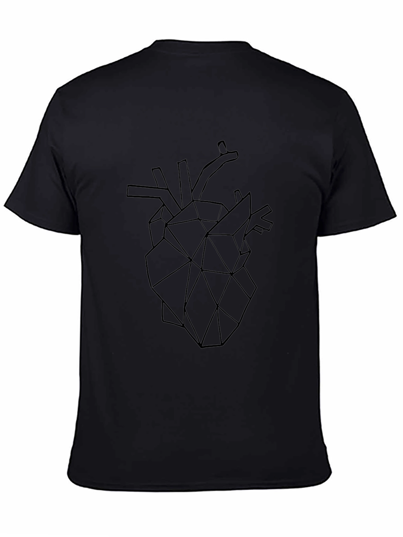 Geometric Heart Graphic Tee - Modern Black T-Shirt