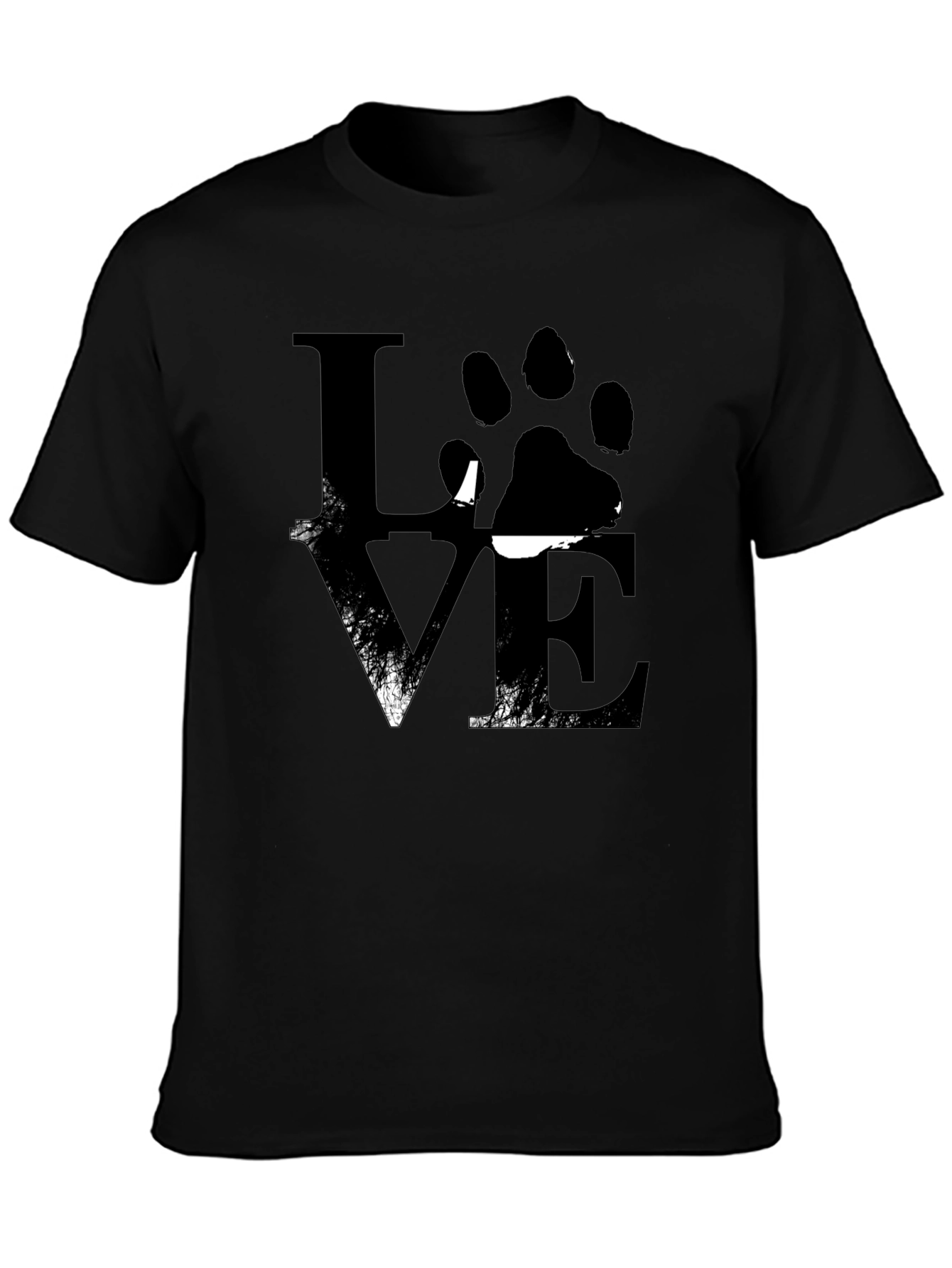 Love Paw Print Graphic Tee - Black