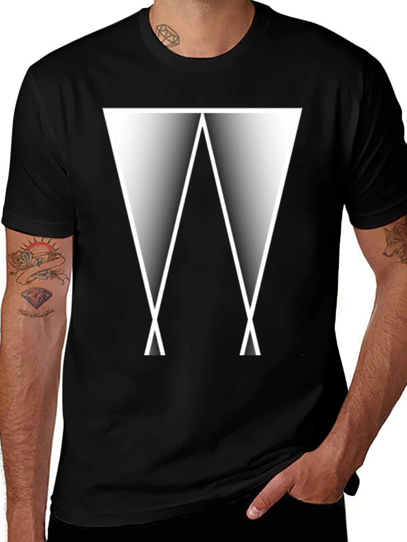 Abstract Triangle Graphic Tee - Modern Black T-Shirt