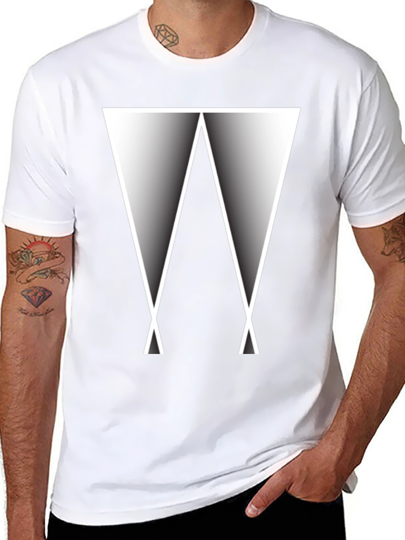 Abstract Triangle Graphic Tee - Modern Black T-Shirt