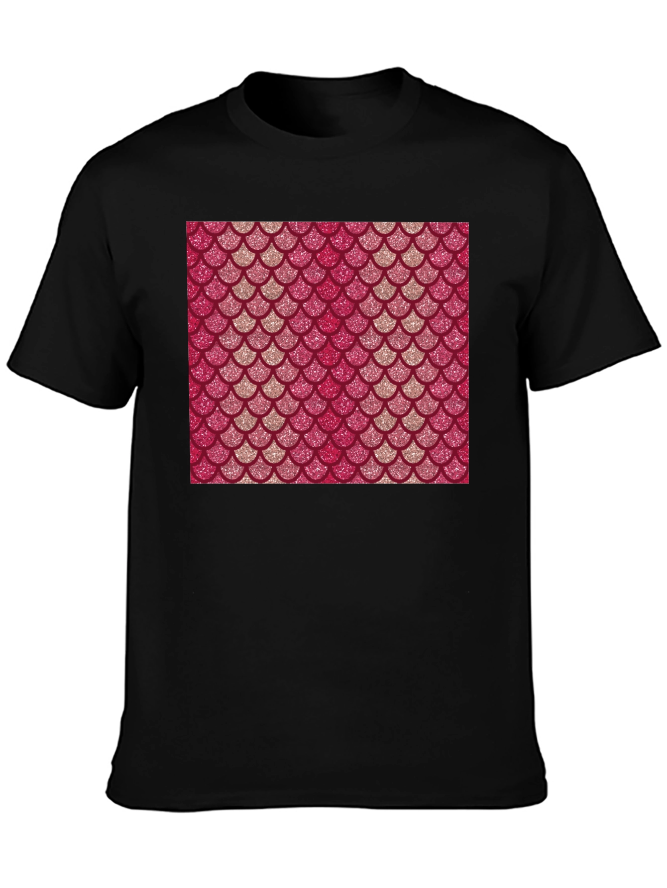 Mermaid Scale Pattern Black T-Shirt