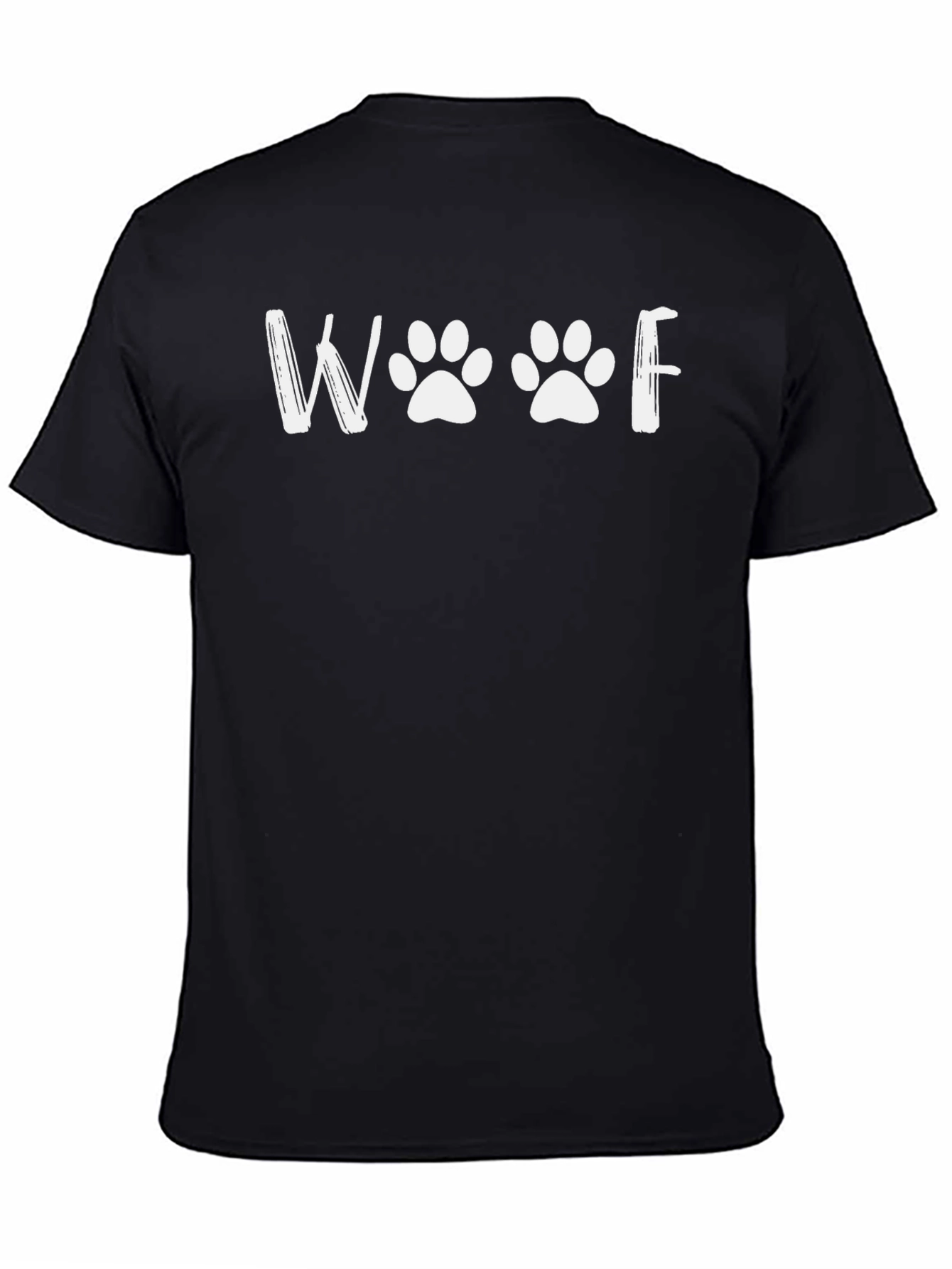 Woof Paw Print Graphic Tee - Black Unisex T-Shirt