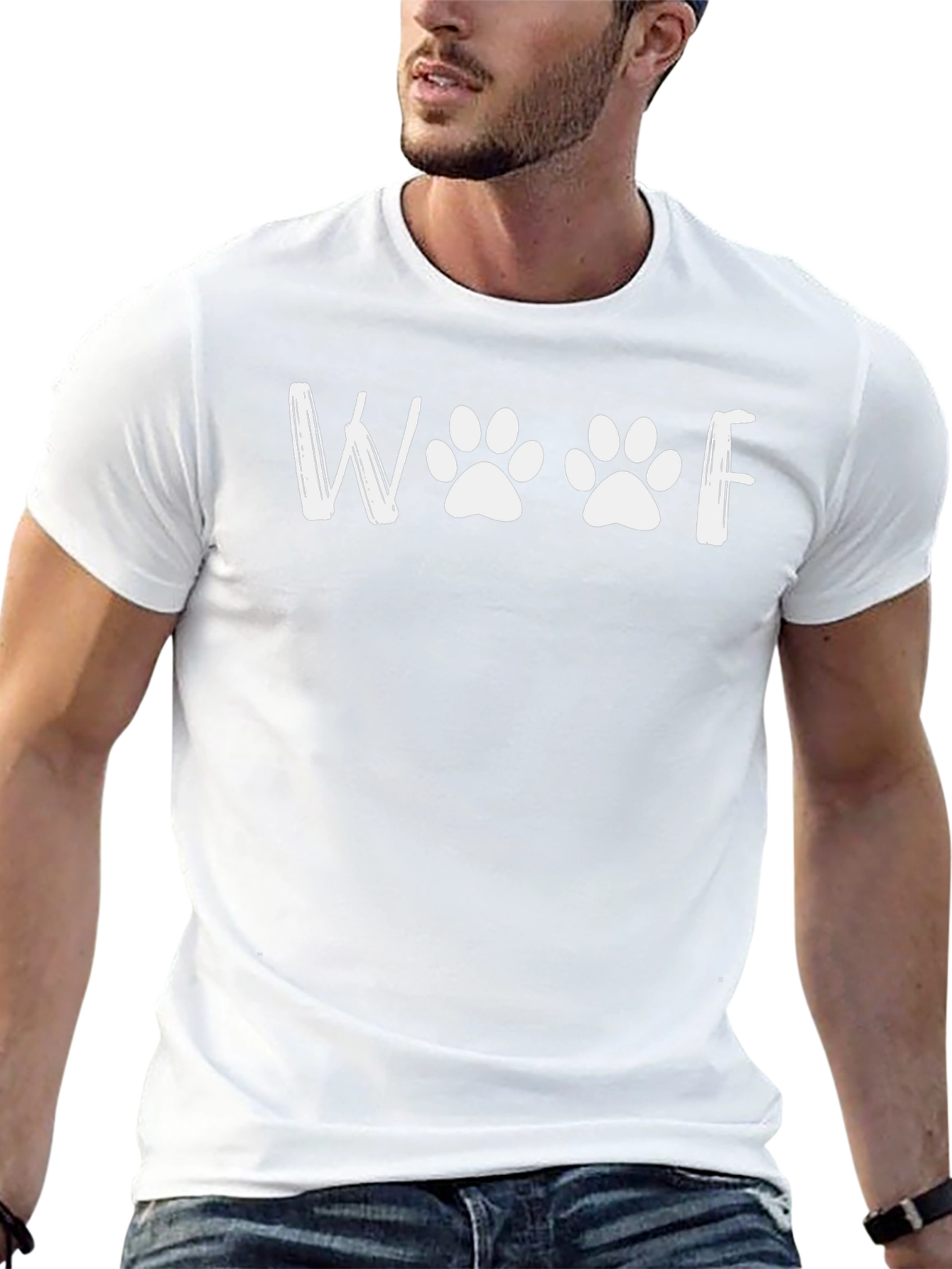 Woof Paw Print Graphic Tee - Black Unisex T-Shirt