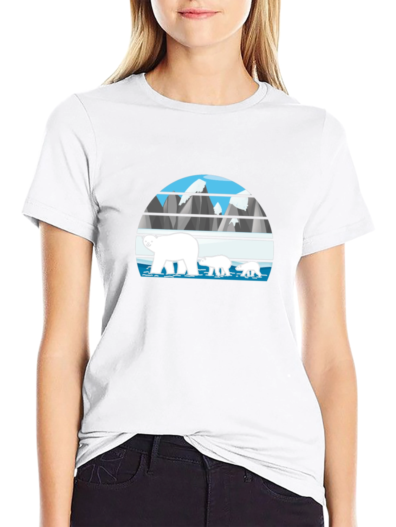 Polar Bear Family Graphic Tee - Black