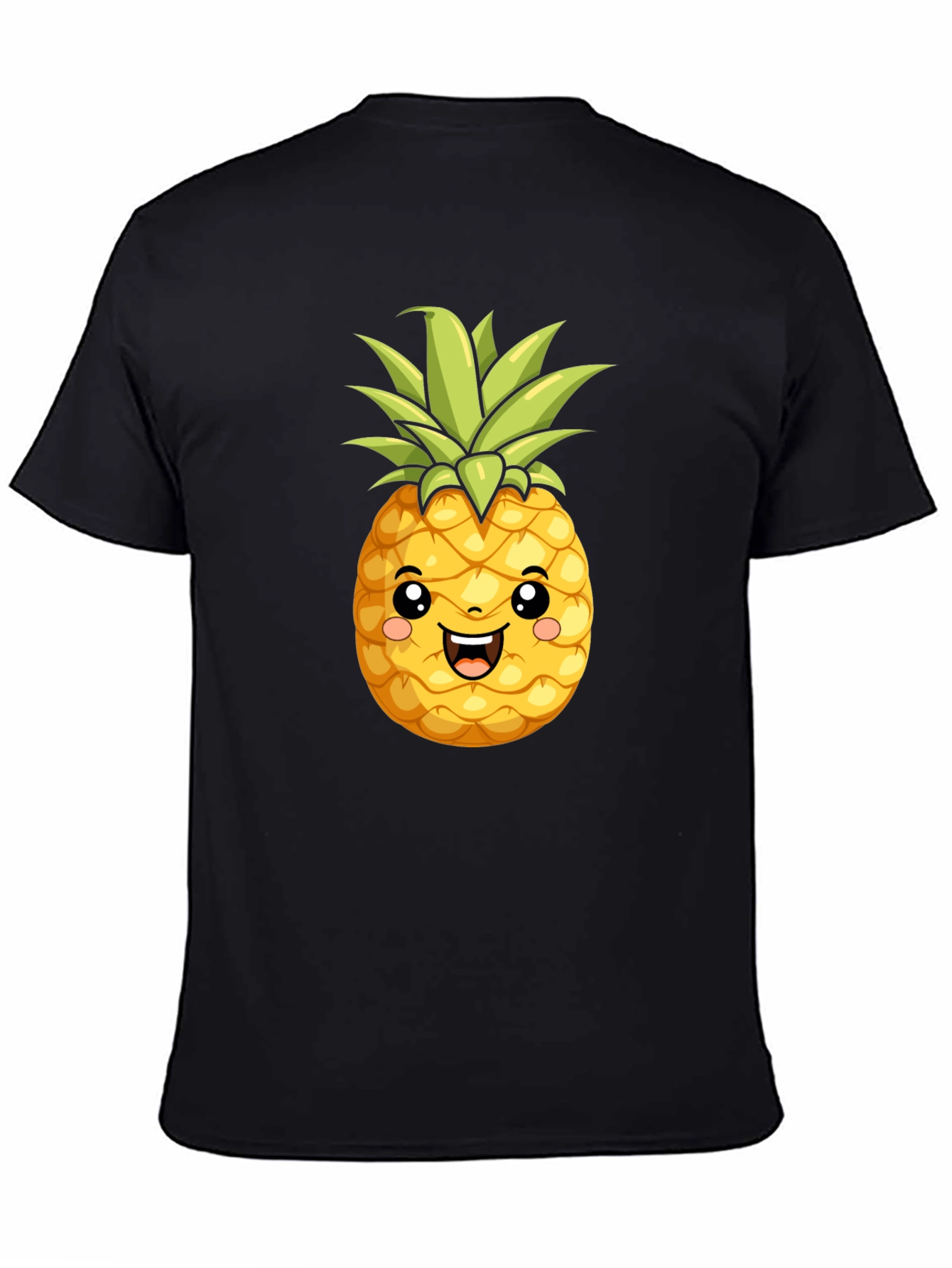 Cute Pineapple Graphic Black T-Shirt