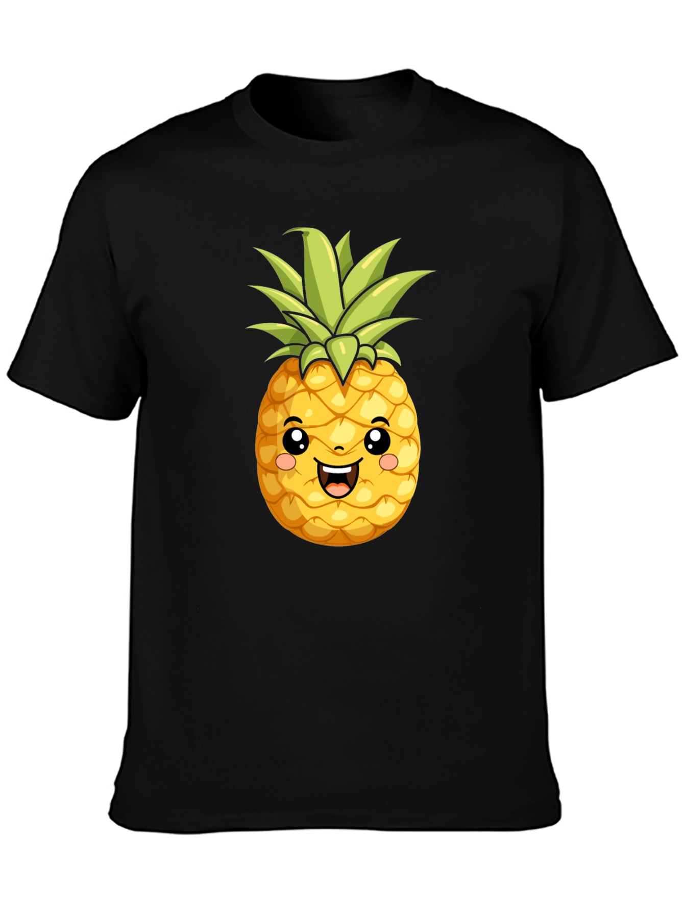 Cute Pineapple Graphic Black T-Shirt