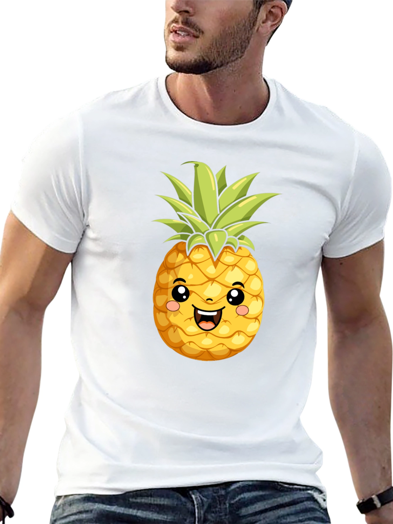 Cute Pineapple Graphic Black T-Shirt