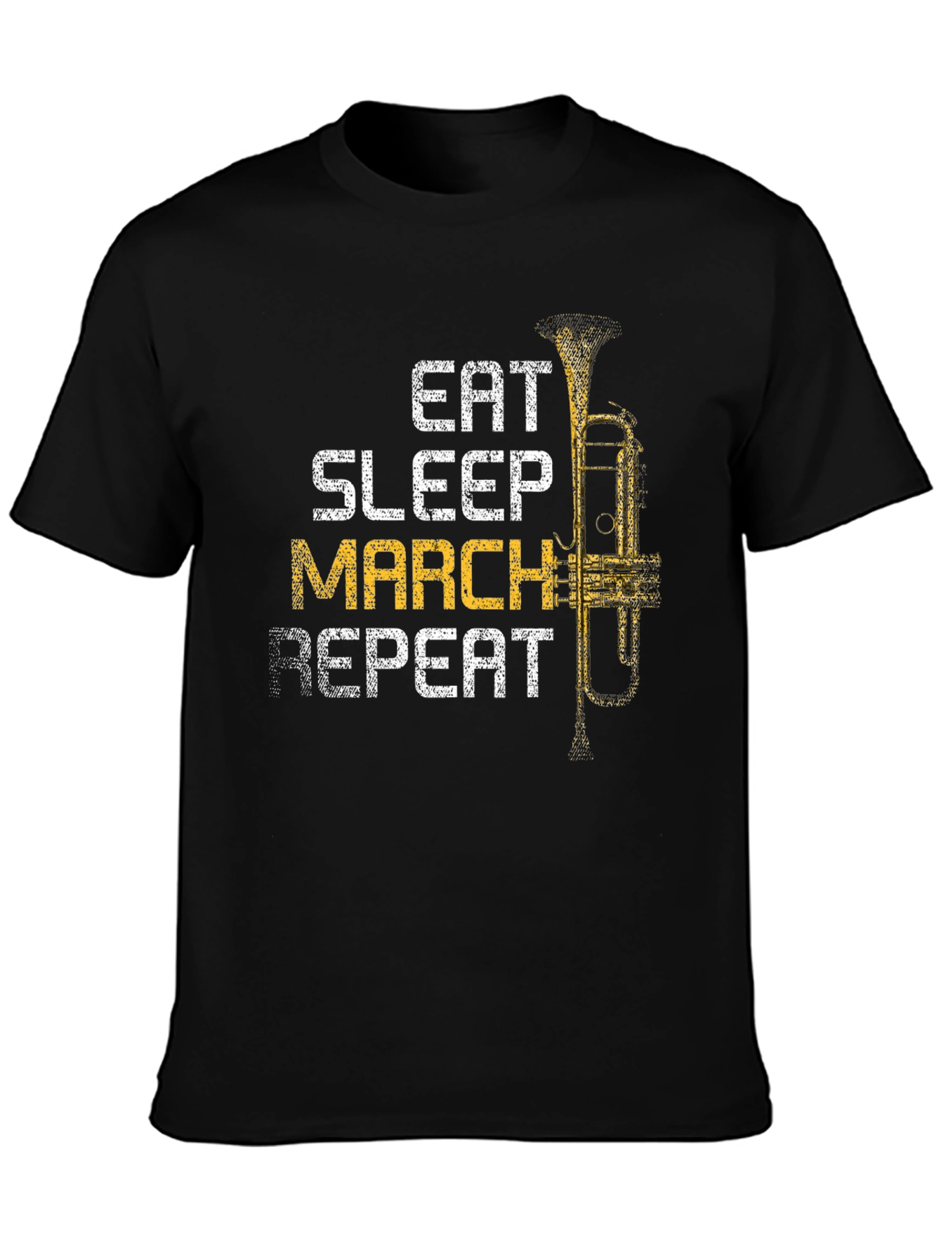 Eat Sleep March Repeat Black Graphic T-Shirt