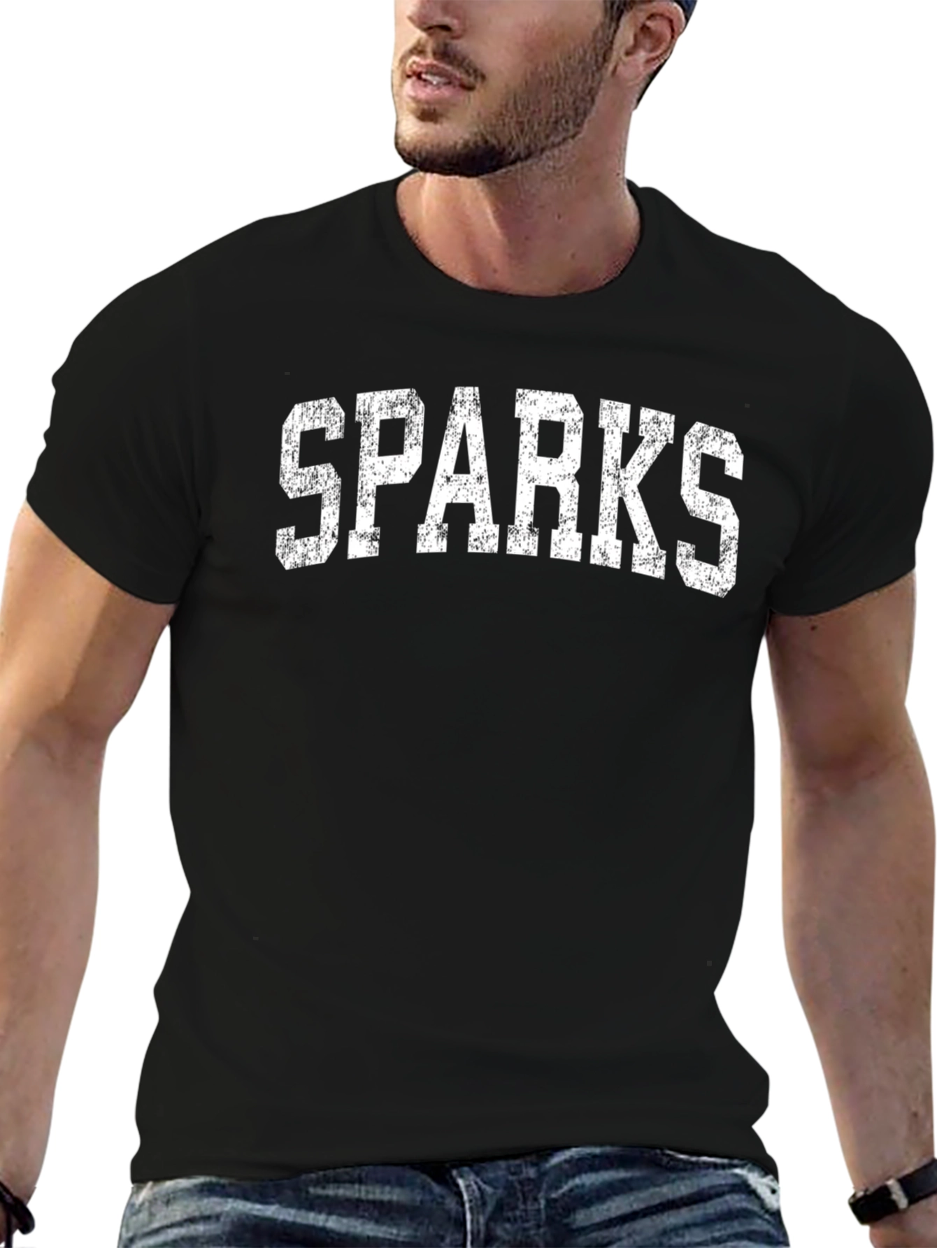 SPARKS Distressed Graphic T-Shirt - Black Cotton Tee