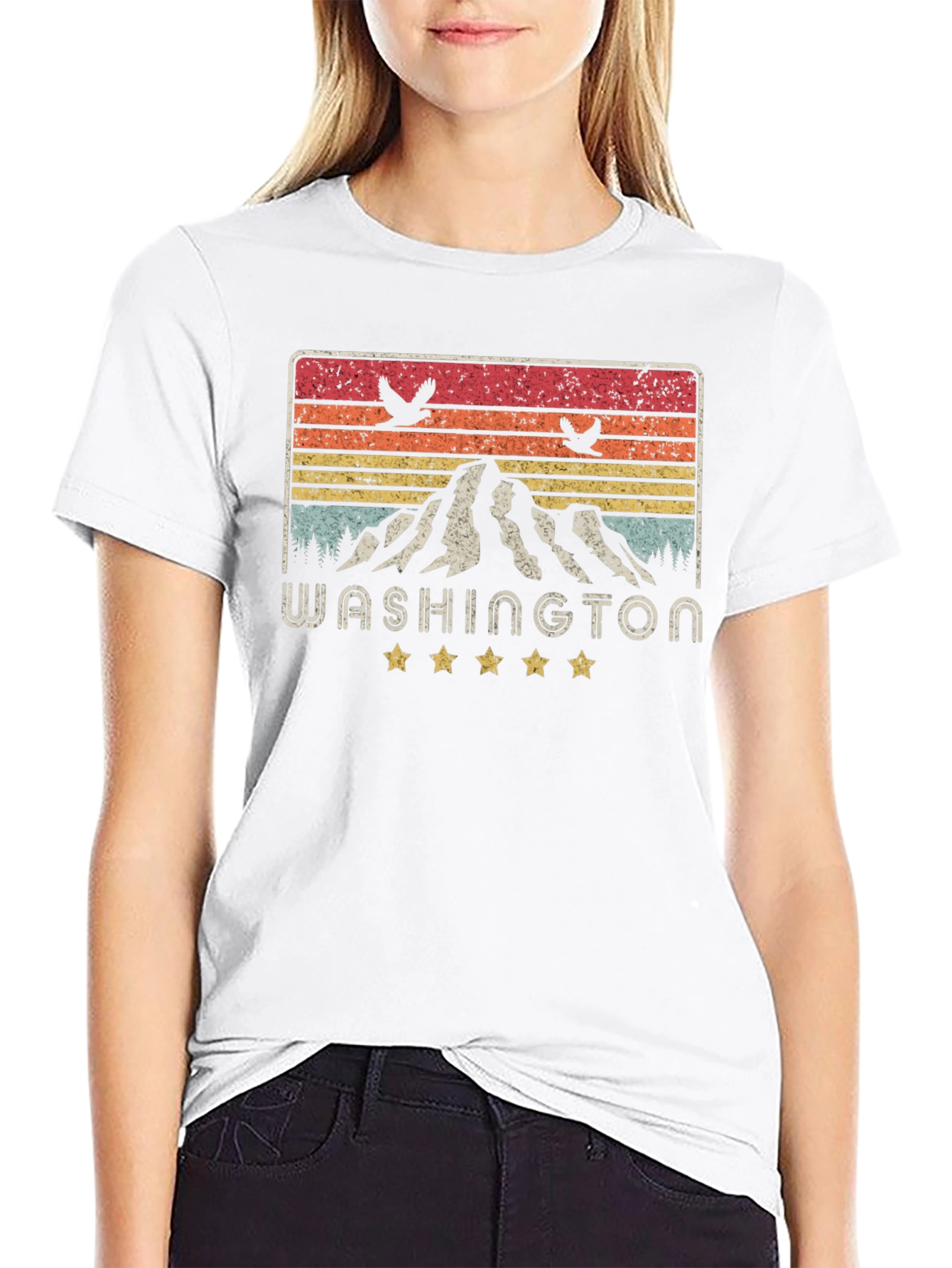 Washington State Retro Graphic Tee - Mountain Design
