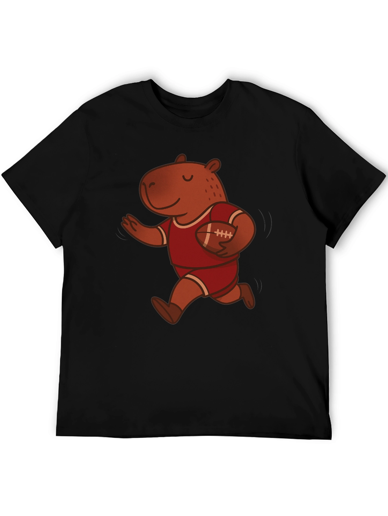 Capybara Football Player Graphic Tee - Novelty Cartoon T-Shirt