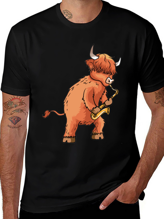 Highland Cow Saxophone T-Shirt - Funny Music Tee