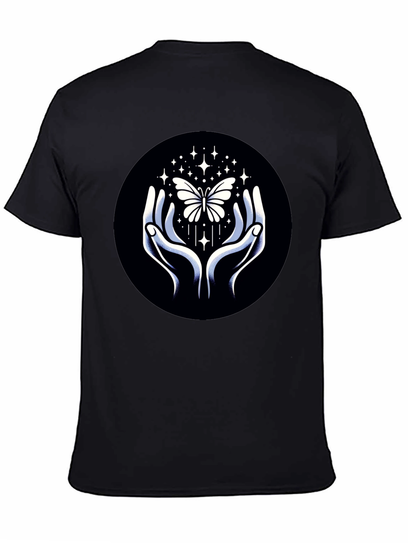 Butterfly Hands Graphic Tee - Stylish Black T-Shirt