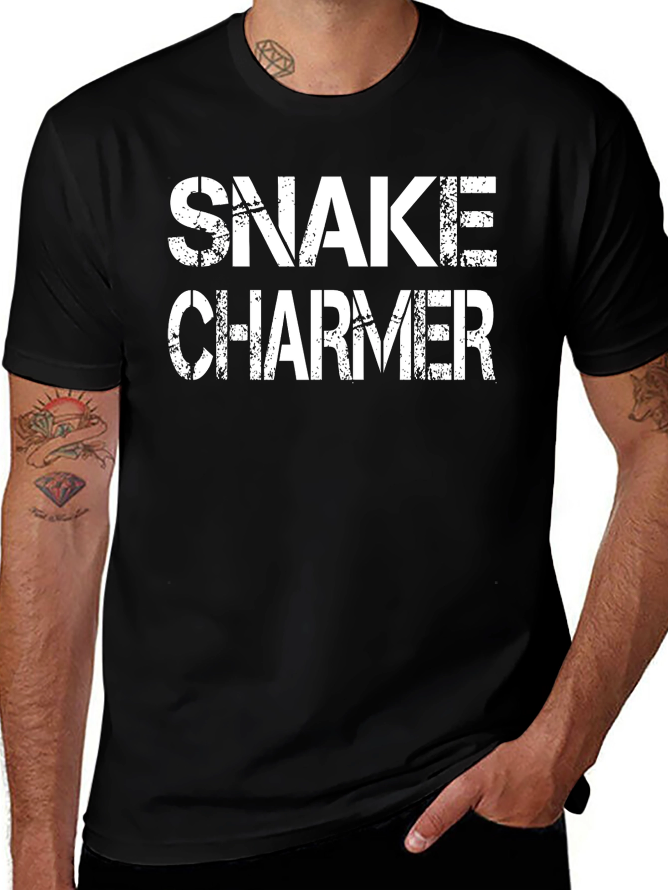 Snake Charmer Graphic Tee - Black Cotton T-Shirt