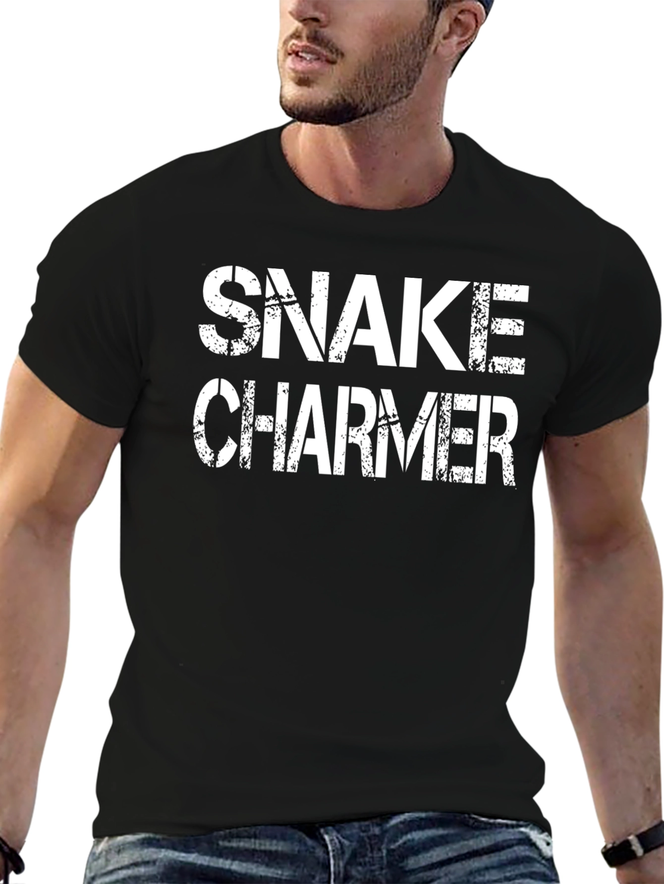 Snake Charmer Graphic Tee - Black Cotton T-Shirt