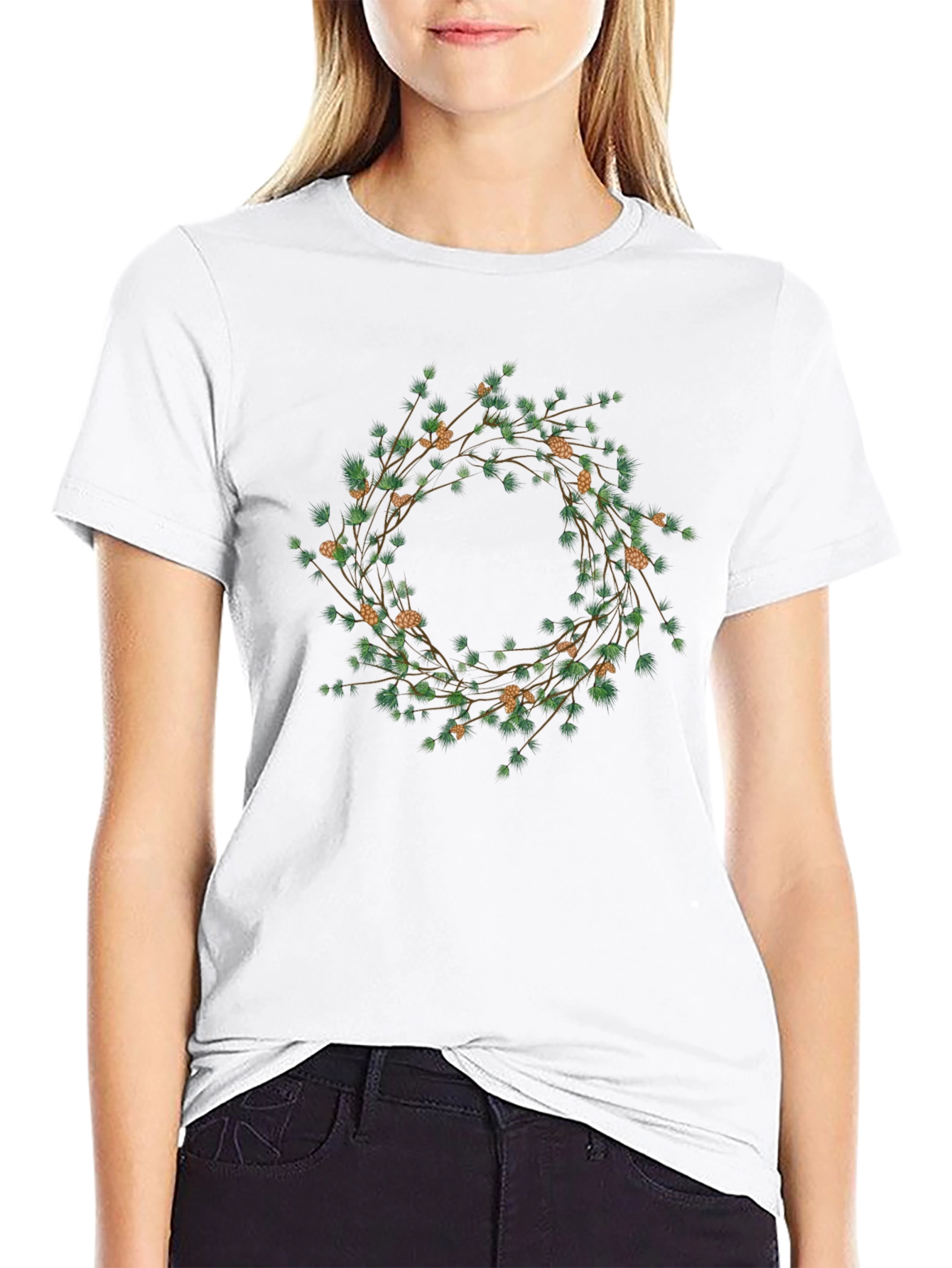 Botanical Wreath Graphic Tee - Black