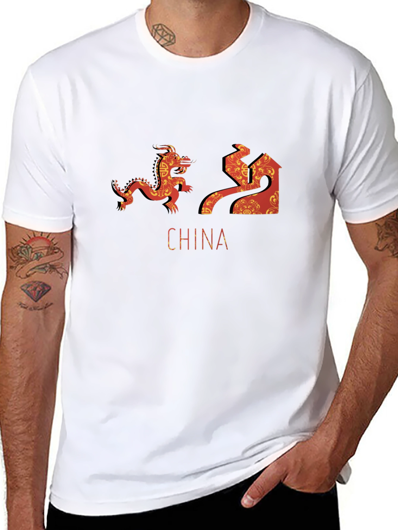China Dragon & Great Wall Graphic T-Shirt