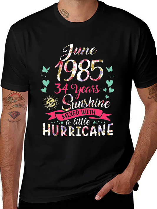 June 1985 34 Years Sunshine Hurricane Graphic Tee