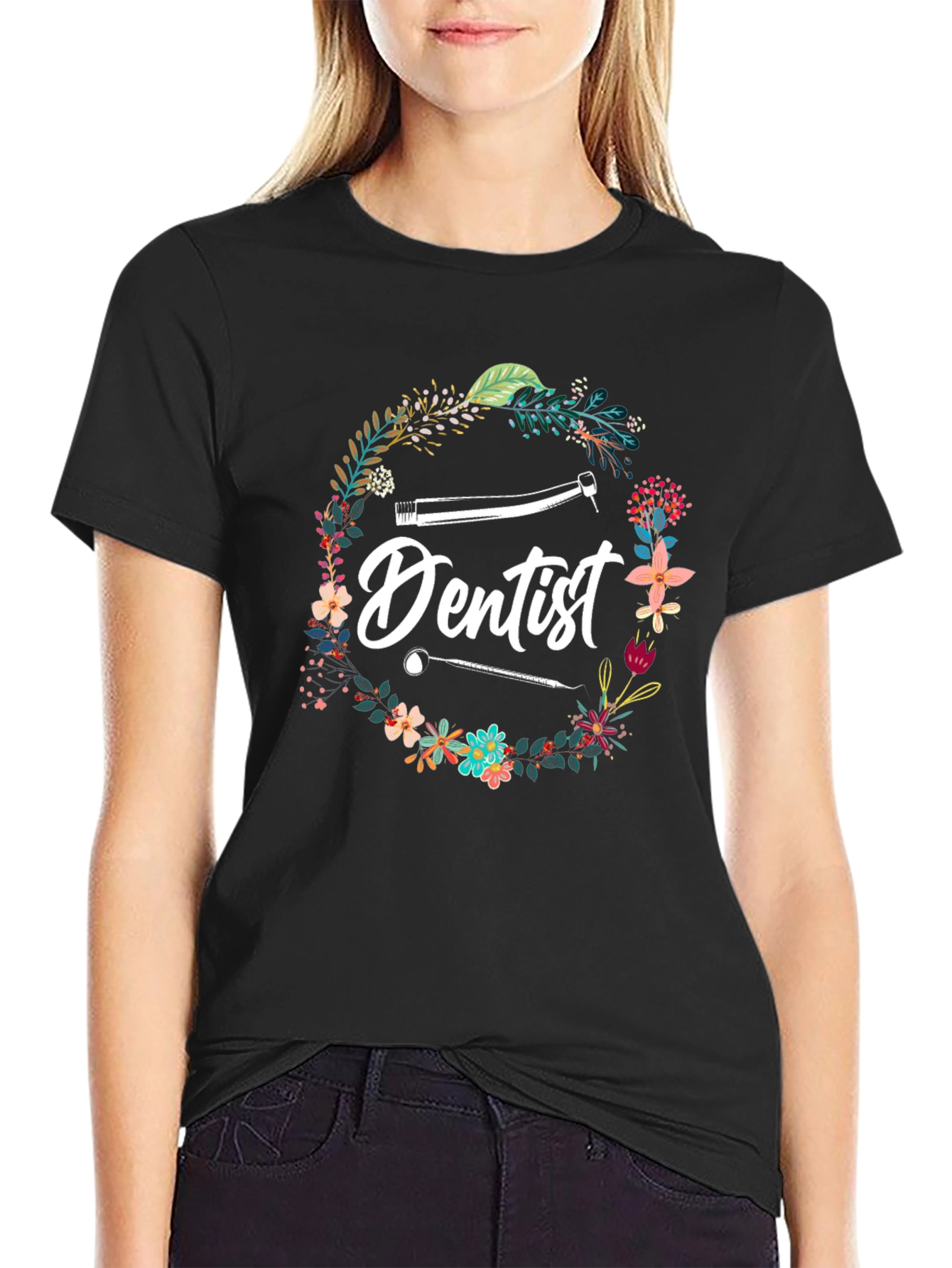 Dentist Floral Graphic T-Shirt