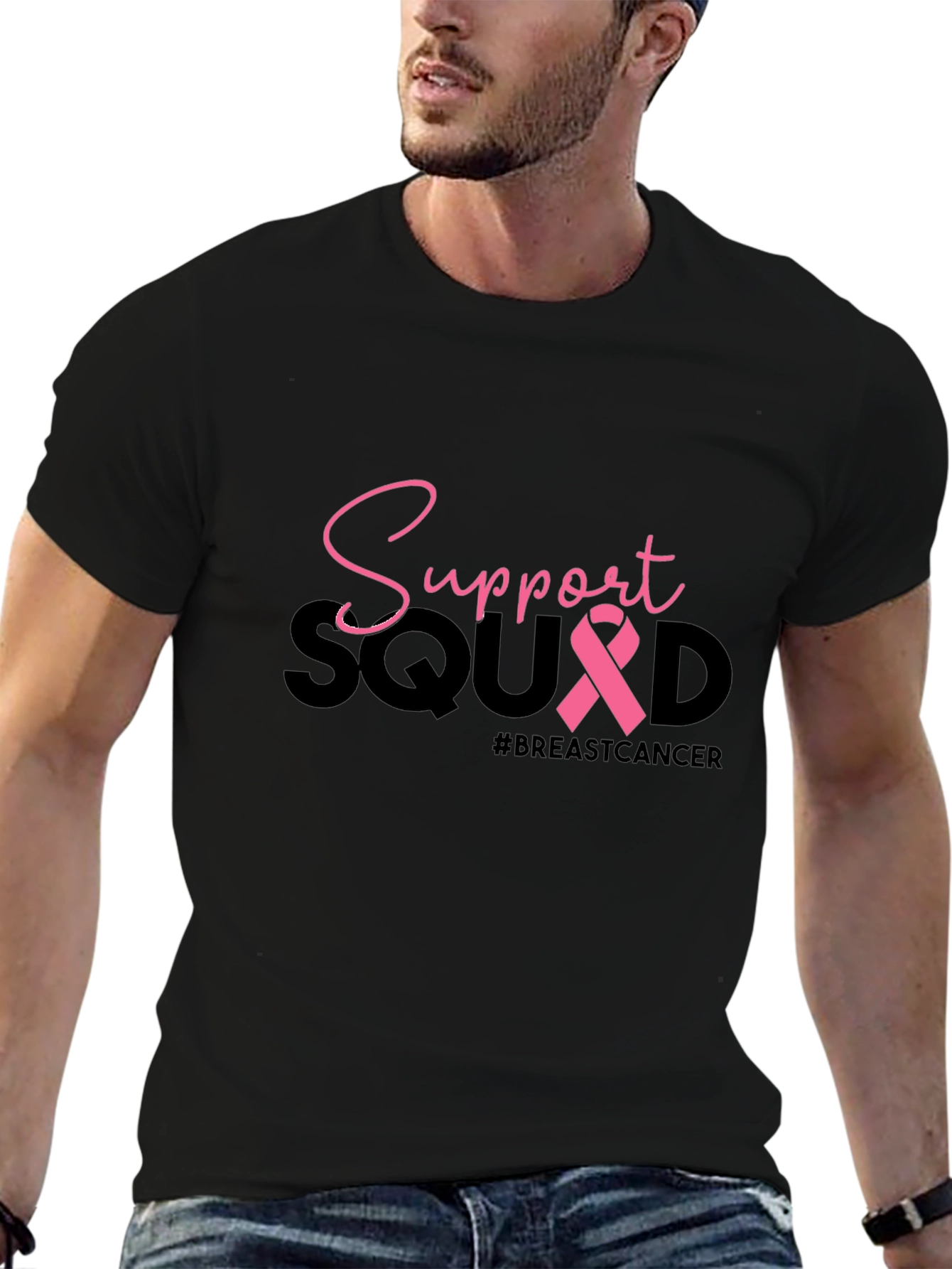 Breast Cancer Support Squad Black T-Shirt