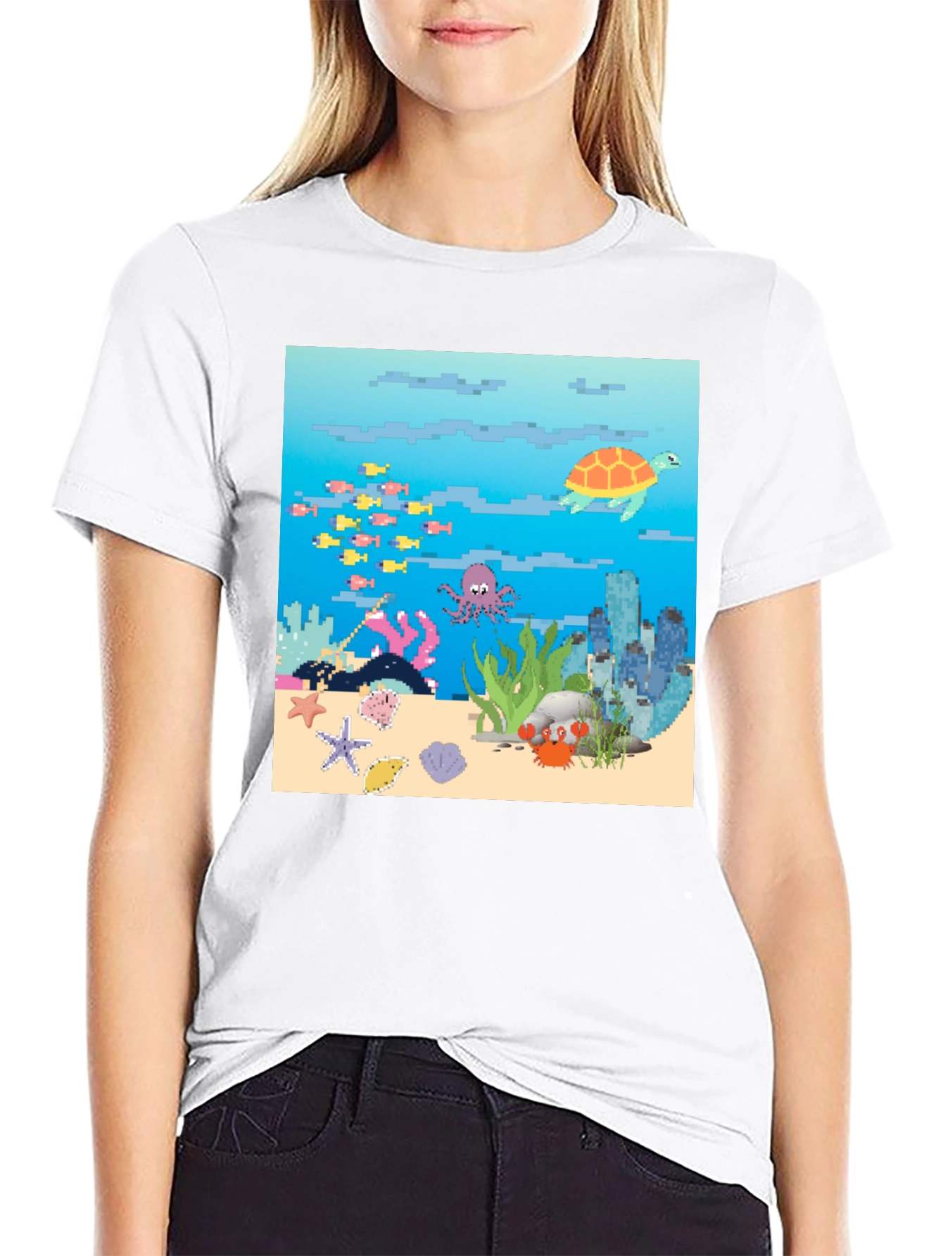 Pixelated Ocean Life T-Shirt