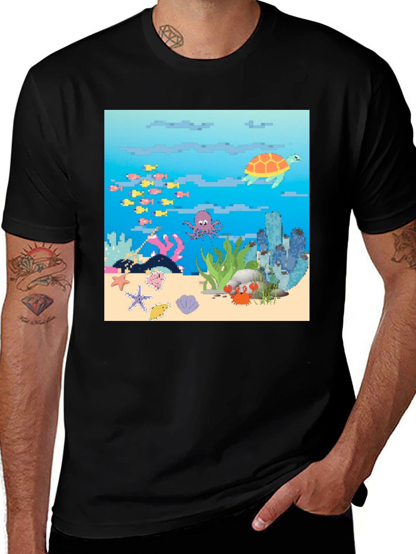 Pixelated Ocean Life T-Shirt