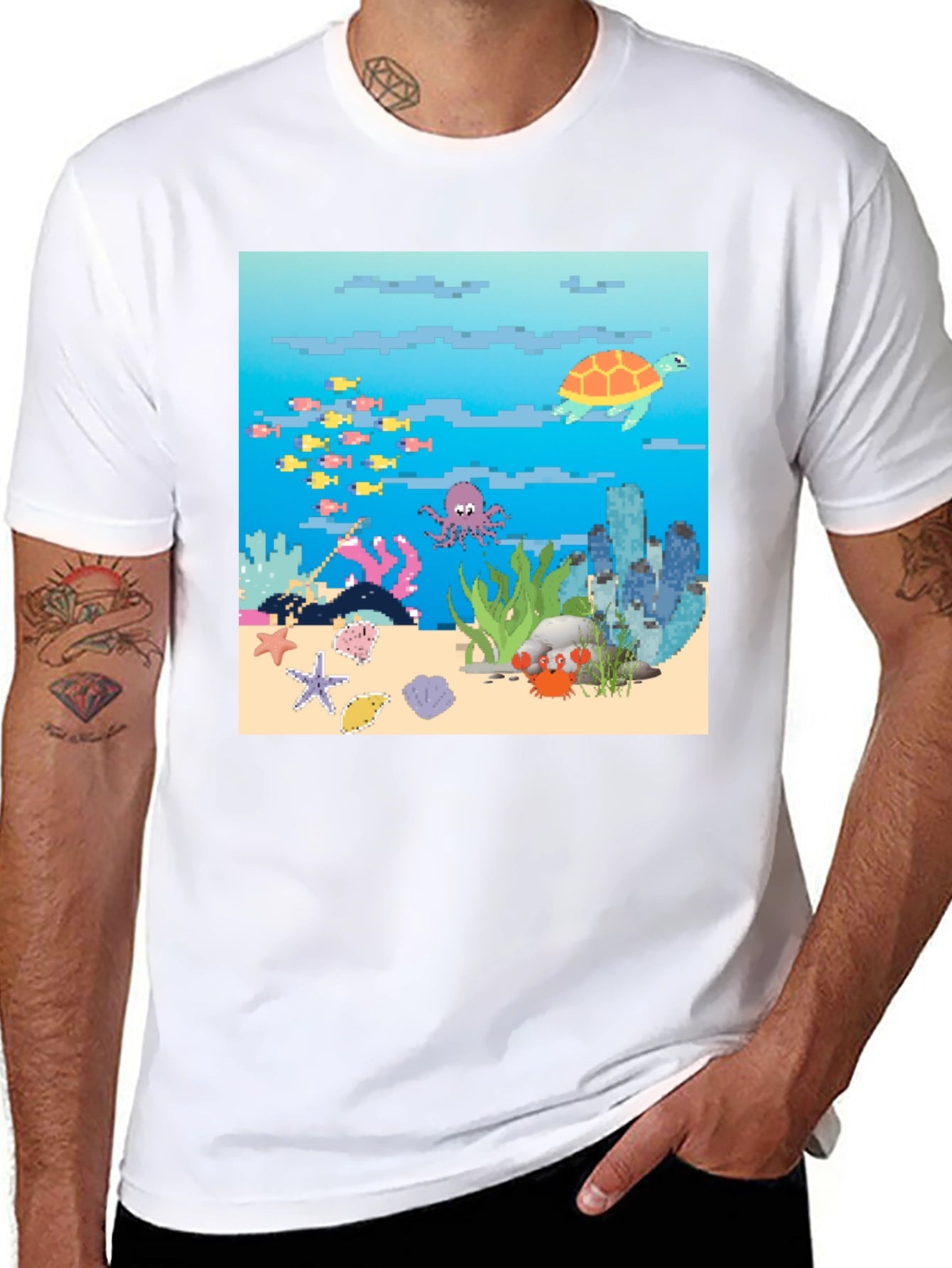 Pixelated Ocean Life T-Shirt