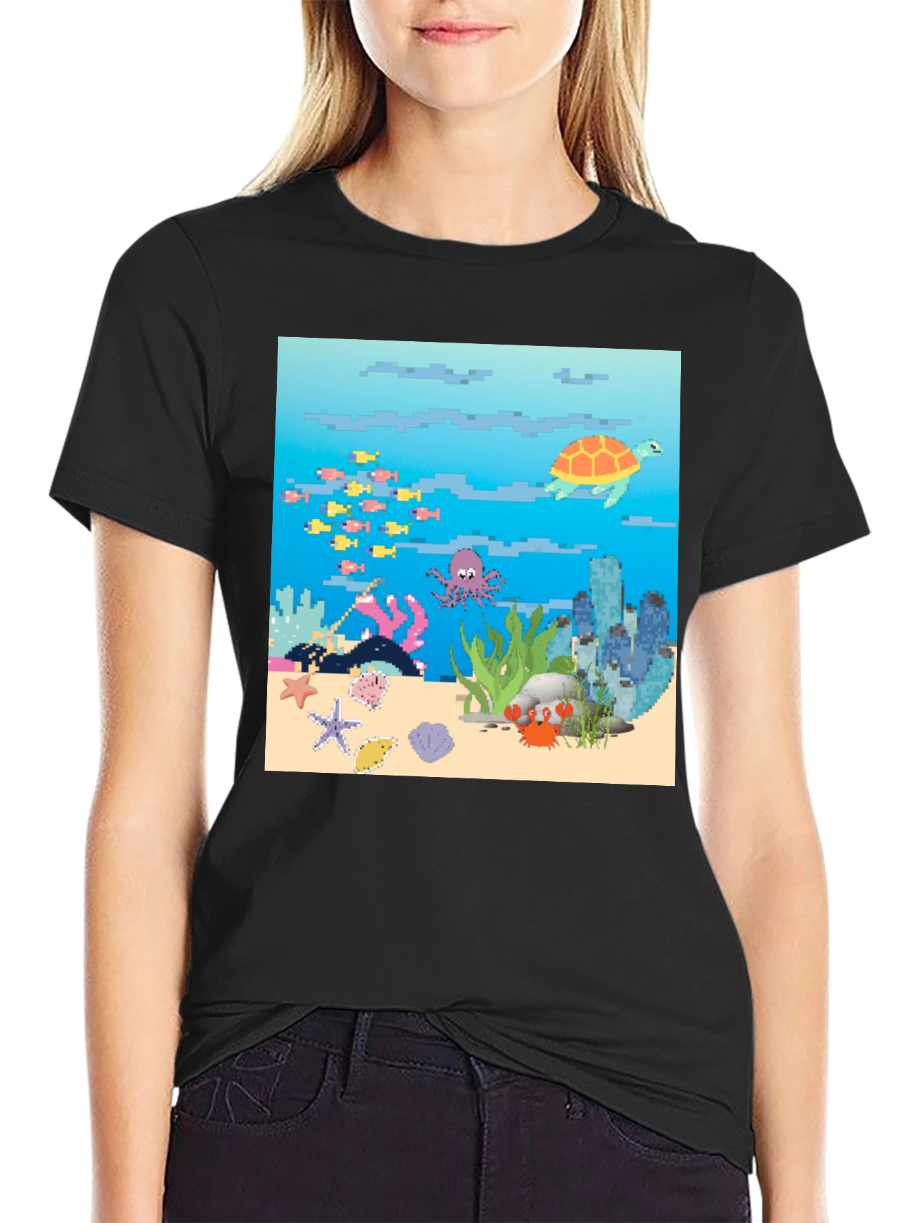 Pixelated Ocean Life T-Shirt