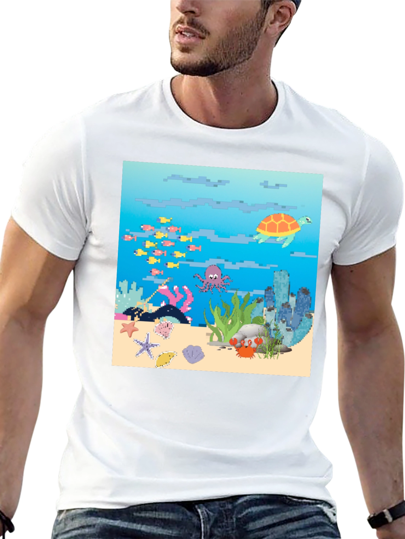 Pixelated Ocean Life T-Shirt