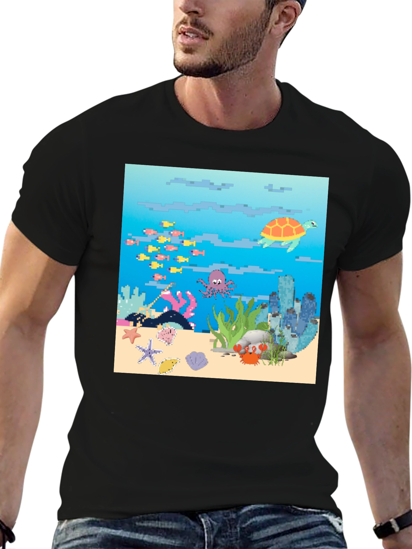 Pixelated Ocean Life T-Shirt