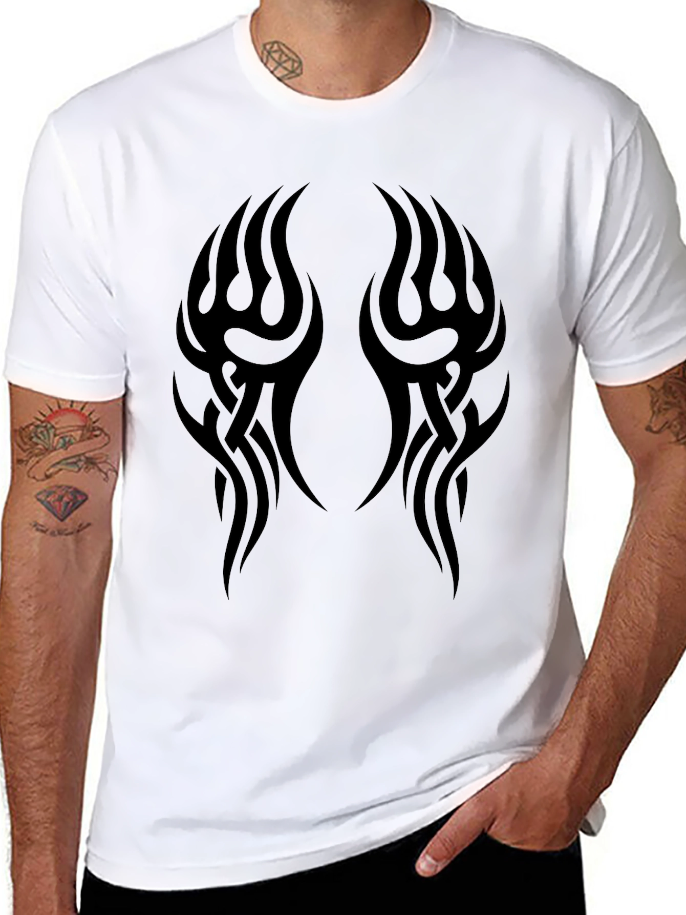 Mens Black Tribal Tattoo Graphic T-Shirt